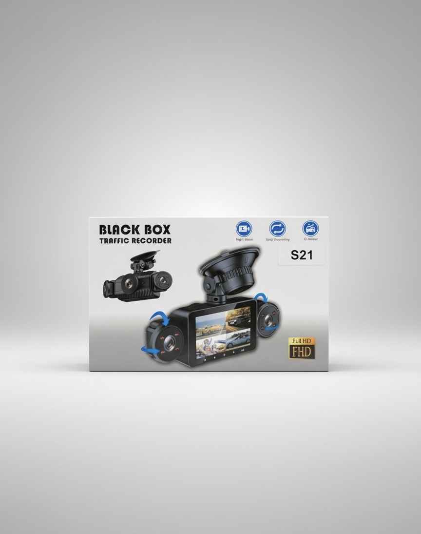 دوربین ثبت وقایع مانیتور دار چهار لنزه برند black box مدل s21 وای فای دار