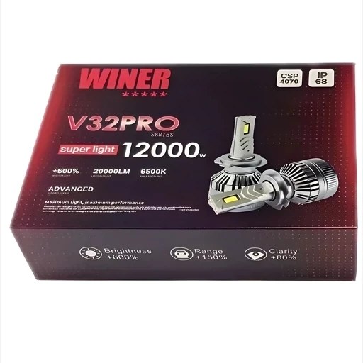 هدلایت خودرو وینر WINER مدل V32 PRO با چیپ CSP 4070 و توان 12000 وات
