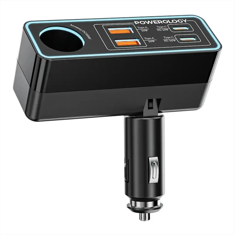 شارژر فندکی 125 وات 5 پورت پاورولوژی مدل Brio 125W PWDA58BK